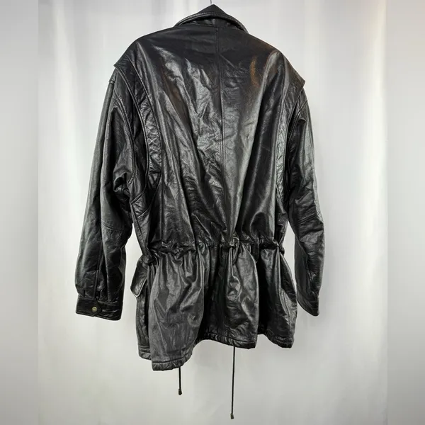 Vintage‎ London Fog Leather Cinched Waist Coat in Black Size Extra Large - Image 7