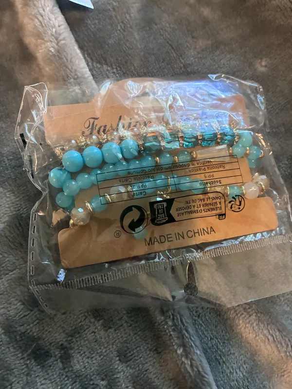 Turquoise Bohemian Multilayer Beaded Stackable Bracelet Set. Blue - Image 4