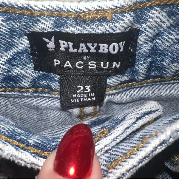 Playboy x PacSun Embroidered Straight Leg‎ Jeans Size 23 High Rise - Image 4