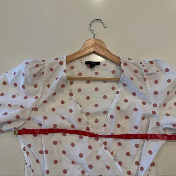 J. Crew Cotton Puff Sleeve Polka Dot Mini Dress‎ Size Small - Image 4
