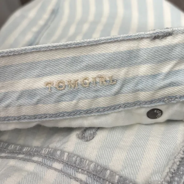 American Eagle Outfitters Tomgirl Jeans Size 6 X Long Blue White Striped Denim - Image 8