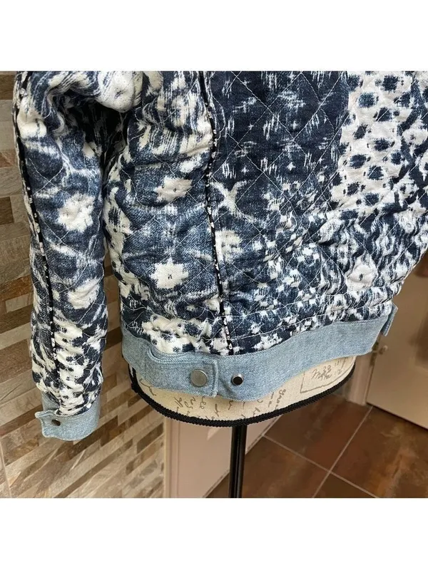 BLANK NYC Anthropologie Reversible Patchwork Denim cotton Jean Jacket XS fits M - Image 10