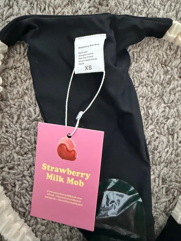 Strawberry Milk Mob Swimsuit Bottom Black Size XS - Image 3