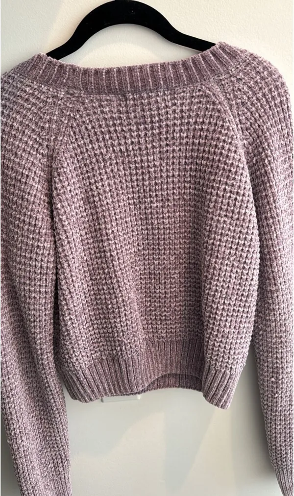 Altar’d State Mardi Gras Cropped Purple Sweater - Image 3