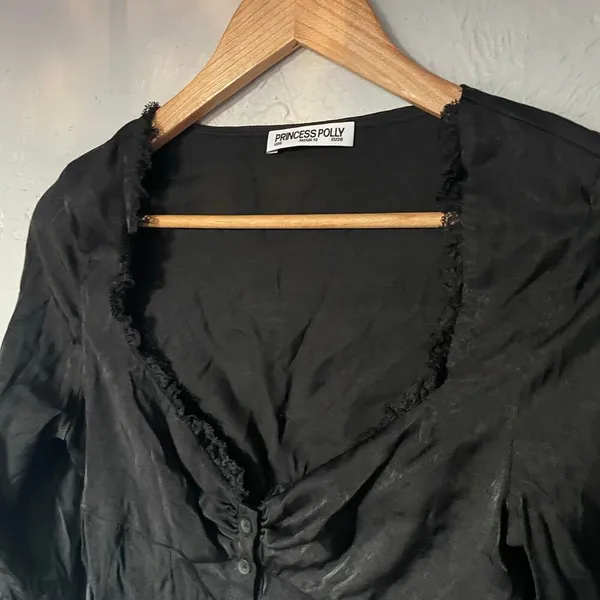 Princess Polly Black Whimsigoth Vamp Romantic Long Sleeve Blouse Top Y2K sz 6 - Image 5