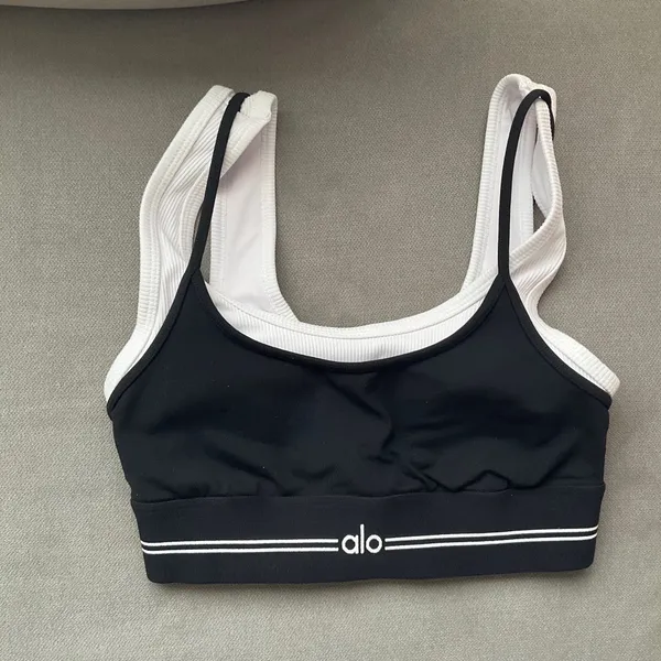 Alo Yoga Airbrush Better Together Bra Black/White XXS - Image 2
