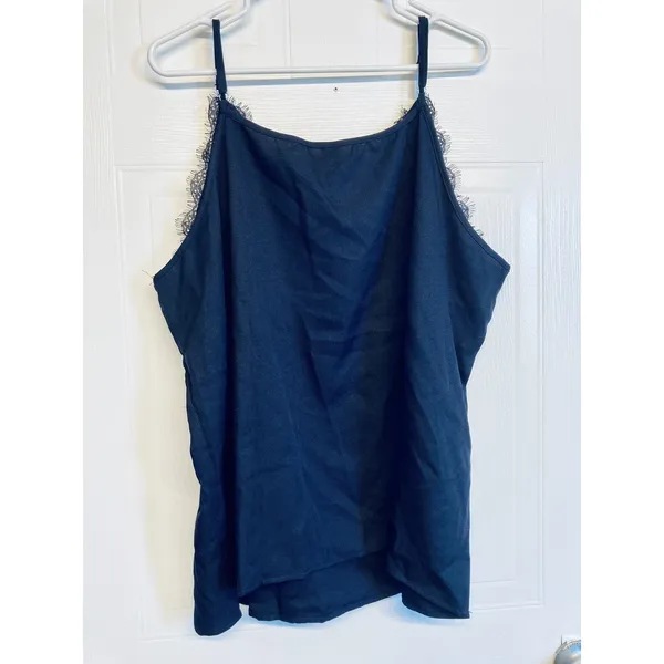 SHEIN Curve Cami Top Women 5XL Navy Blue Lace Trim V-Neck Adjustable‎ Strap Cami - Image 2