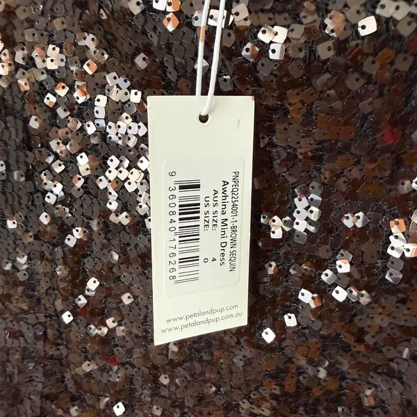 Petal + Pup Awhina sz 4 ‎ Brown Sequin Mini Dress NWT Mobwife Party - Image 8
