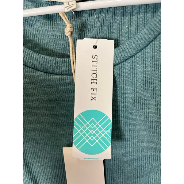 Z Supply Hayat Eco Knit Dress Teal Green Ribbed Sleeveless Midi Dress Size L New - Image 9