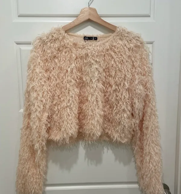 Beige Feather Effect Sweatshirt Sweater Top - Image 12