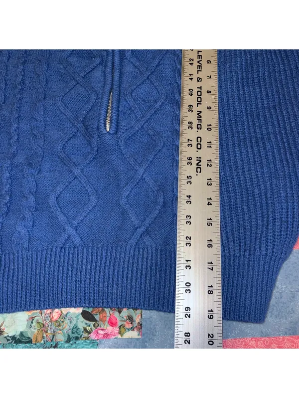 Urban Outfitters Woman’s S Blue Cable Knit Crop Half-Zip Sweater Size Small - Image 8