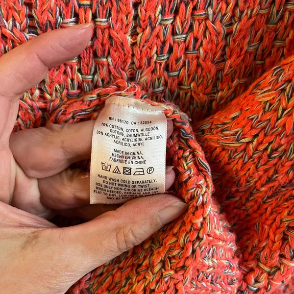 Moth Anthropologie Neon Orange Marled Knit Sweater Pockets XL‎ Raglan Boho Boxy - Image 8
