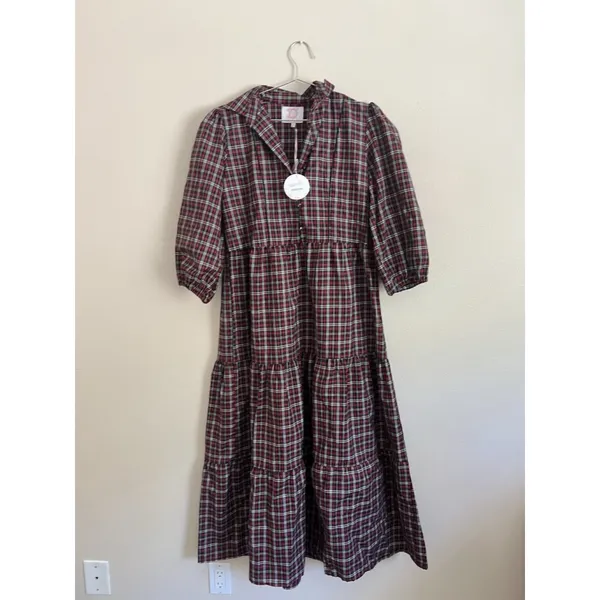 Victoria Dunn Stewart Tartan Plaid Maxi Dress Size XS Red Folly Holly‎ New $195 - Image 4