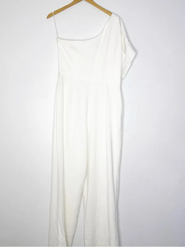 Dress the Population Tiffany One Shoulder Jumpsuit White XXL NWT - Image 4