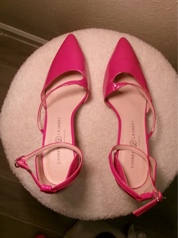 Chinese Laundry Hot Pink Patent Leather Pointed Ankle-Strap Heels - Image 5