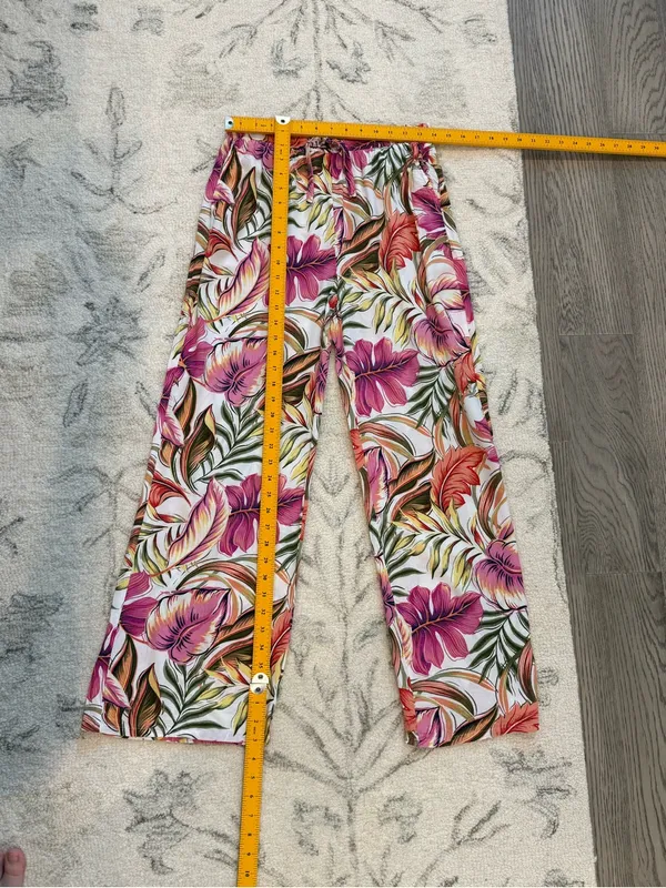 CeCe Tropical Floral Wide Leg Pull-On Pants – XS - Image 10