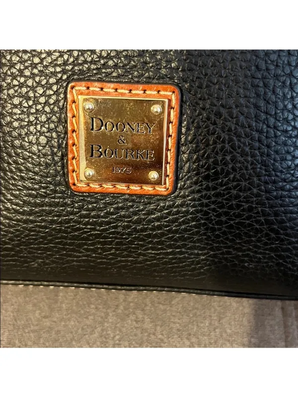 Dooney & Bourke Black Shoulder Hobo with Brown Trim and Tassel - Image 3