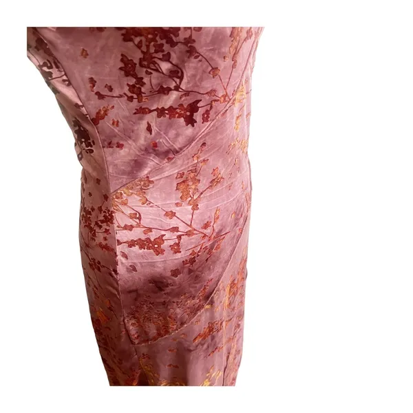 Thirty Thirty LA Bodycon Maxi Dress Womens L Mauve Floral Short Sleeve Elegant - Image 4