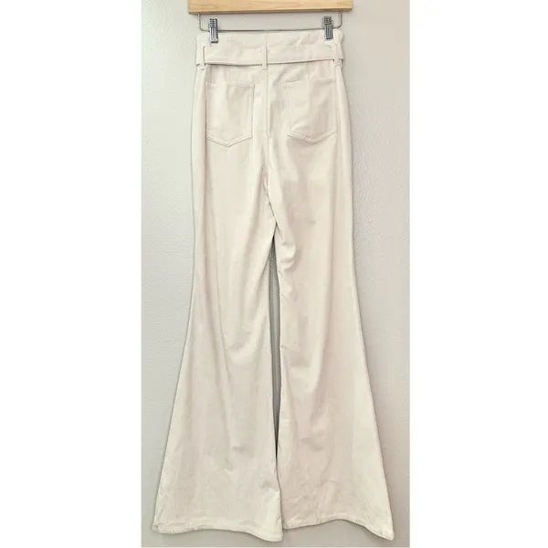 NEW Bohme High Waisted Belted Wide-Leg Cream Corduroy Trousers - Image 3