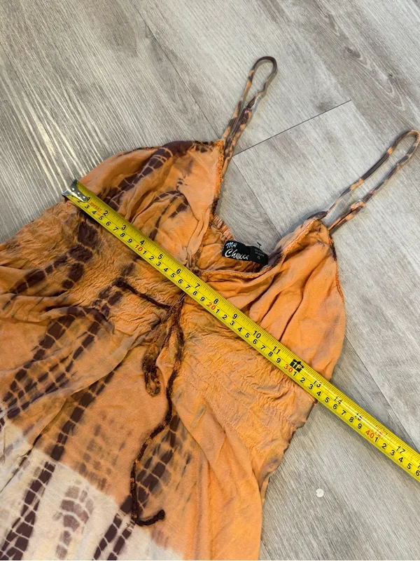 MY CHOICE Y2K Babydoll Orange & Brown Tank Size XL - Image 5