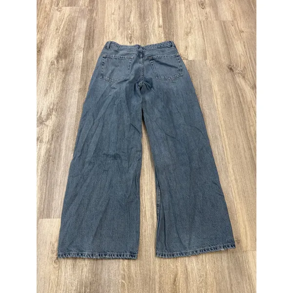 Zara Womens Wide Leg High Rise Jeans Medium Blue Cotton Denim Size 6 - Image 3