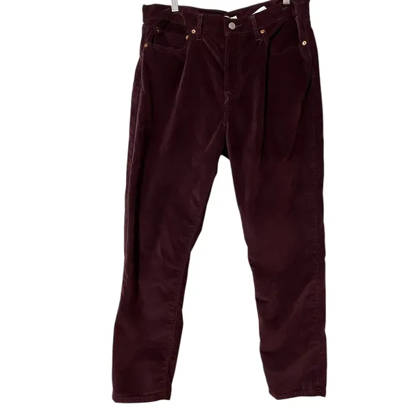 Levi’s Wedgie Skinny Burgundy High Rise Velveteen Womans Jeans Pants 33 Corduroy - Image 2