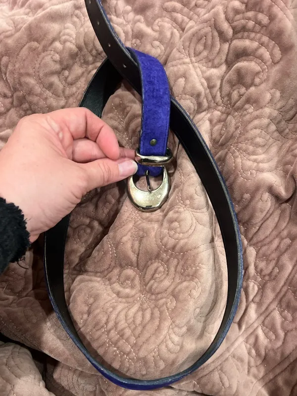 Vintage Purple Suede Belt with Gold-Tone Buckle - Image 2