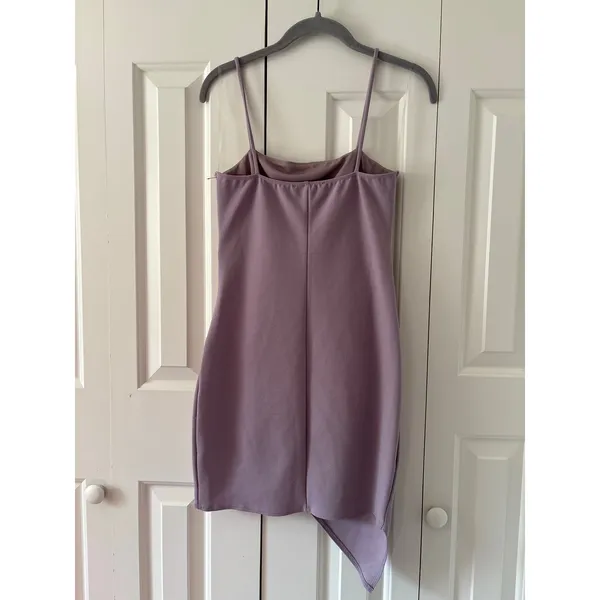 Blue Blush Purple Asymmetrical Mini Dress Women’s Medium Ruched Party Cocktail - Image 8