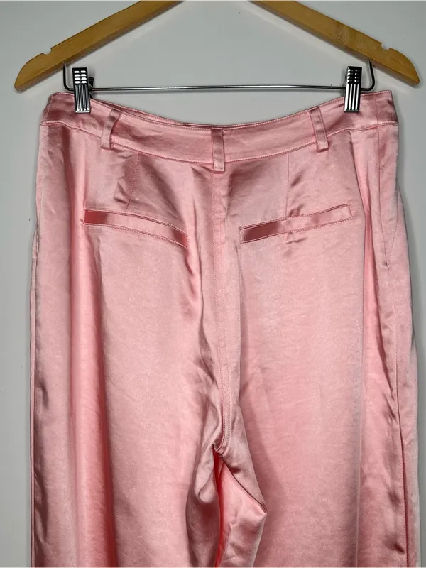 Good American Bubble Pink Satin Trousers Dress Pants Size 6/28 - Image 5