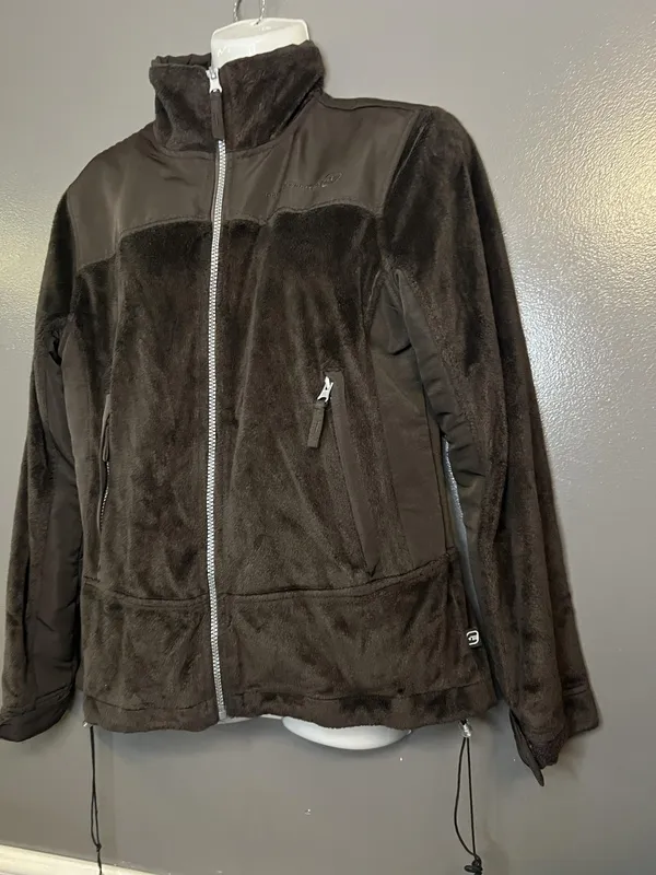 Free Country Jacket Womens Small Brown Plush Fleece Full Zip Zip Pockets Warm - Image 3