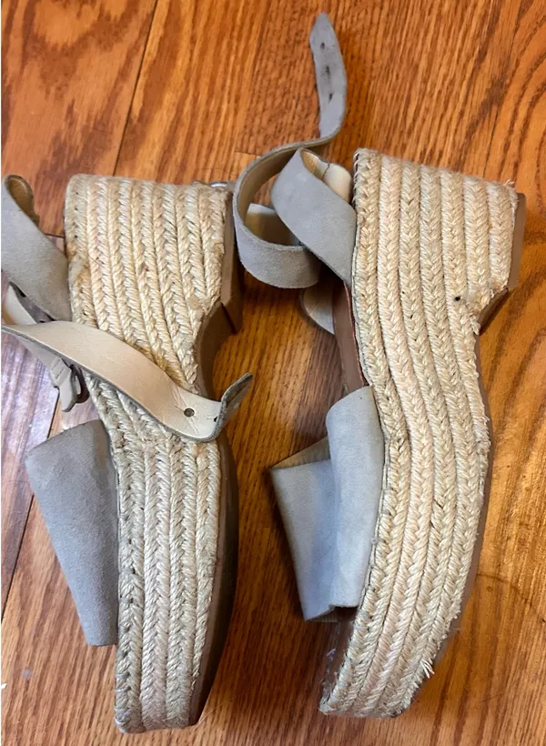 Blue/Grey wedge sandles Blue Size 7.5 - Image 2