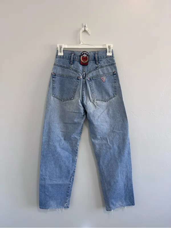 Vintage 80s Guess by Georges Marciano High Waist Mom Jeans Rare Crest Patch 24 - Image 2