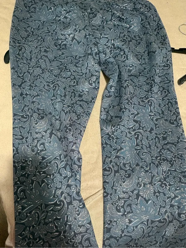 Macy's Navy Blue High-Waist Wide-Leg Patterned Pants - Image 2