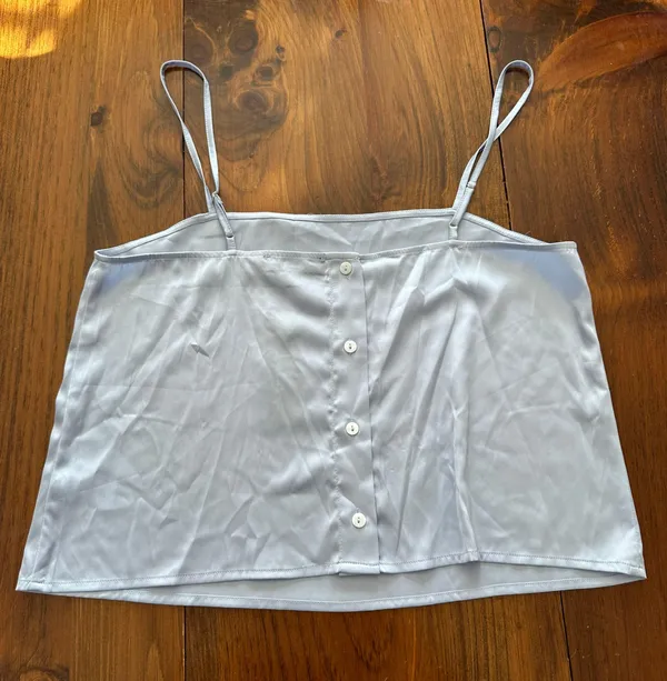 Lulus Light Blue Satin Tank Top - Image 4