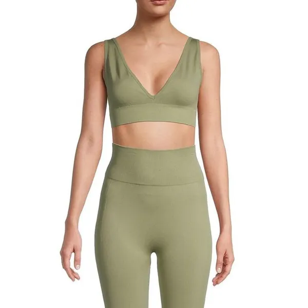 WeWoreWhat Green V-Neck Nylon Blend Stretch‎ Bra Top Women's Size X-Small XS - Image 3