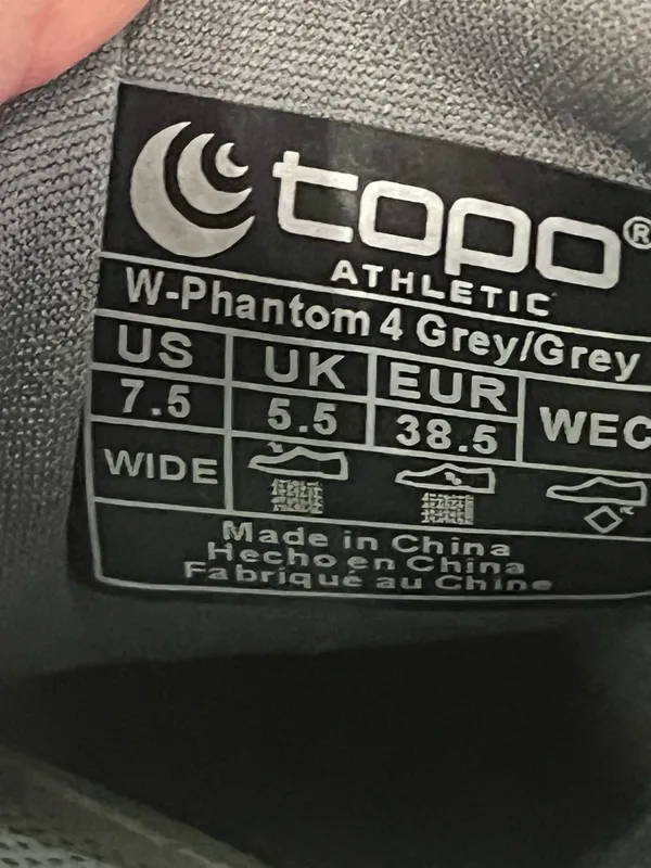Topo Designs Topo Athletic Phantom 4 Women's 7.5 Wide Grey Running Shoes 5mm Drop W-Phantom 4 - Image 10