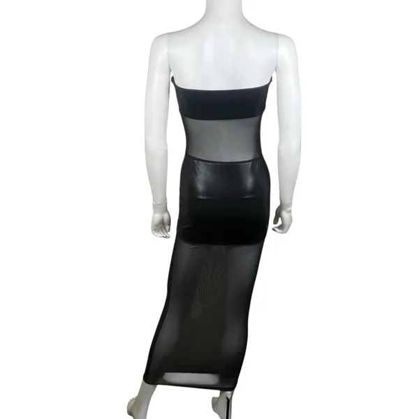 superdown Sheer Panel Black Strapless Maxi Dress - Image 8