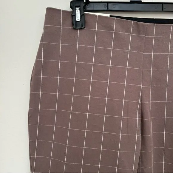 A New Day Brown White Ankle Pants 14R High Rise Stretch NWT work career dress - Image 4