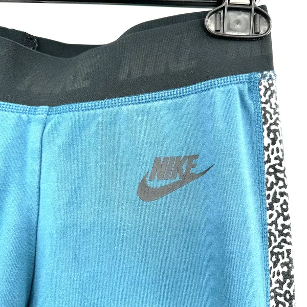 Nike size small full length‎ blue athletic leggings stirrup detail black white - Image 3