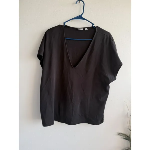 Babaton Black Deep V-Neck Relaxed Fit Short Sleeve T-Shirt Womens Large - Image 2
