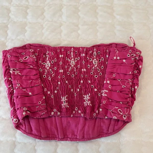 ZARA pink embroidered eyelet corset top - Image 2