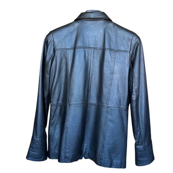 Wilsons Leather Black Zip Front Jacket Women’s Medium Genuine Leather Classic M - Image 3