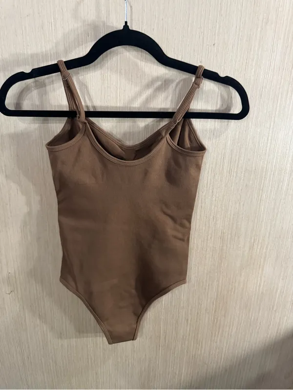 Women’s OQQ Brown Stretch One-Piece Bodysuit Size Small - Image 3