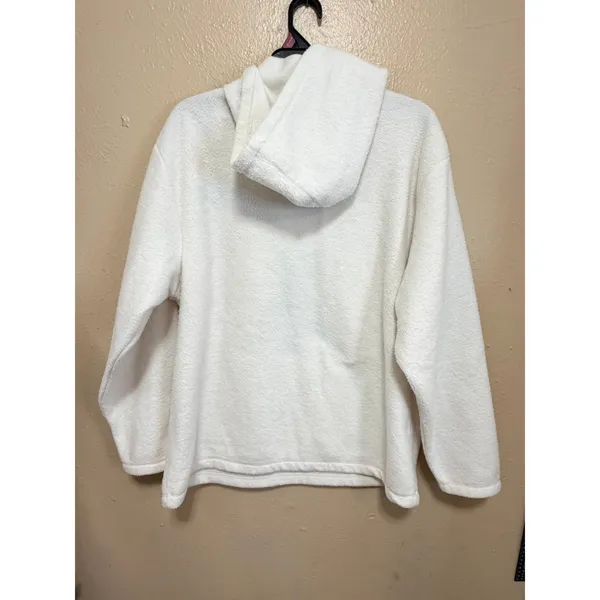 Disney Eeyore Womens Medium Cream Fleece 1/4 Zip Hoodie Winnie the Pooh Pullover - Image 3