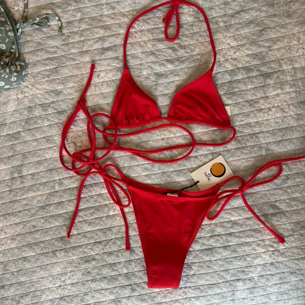 Red bikini set, Tropic of C Praia in Melon - Image 2