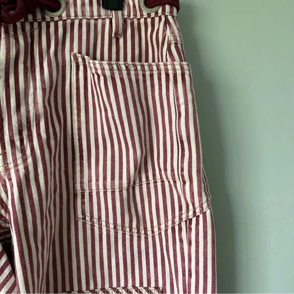Free People Moxie Railroad Low Slung Barrel Leg Jeans Brick Stripe Size 31 - Image 6