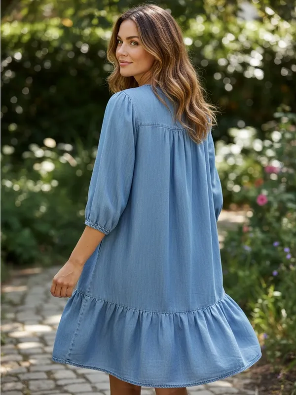 Free Assembly Blue Denim Shirt Dress - Image 5
