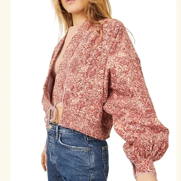 Free People Rosalina Tie Front Jacket New Barbie Barbie Core Cropped Paisley‎ - Image 3