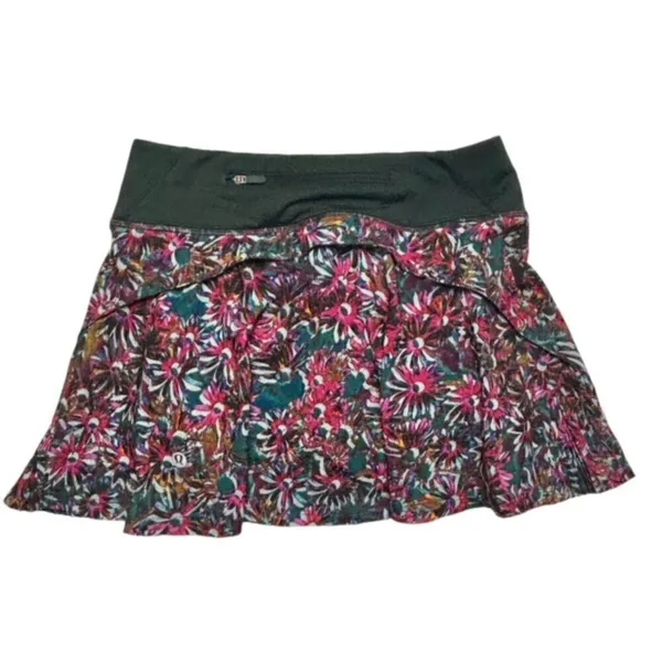 Lululemon Play Off the Pleats Mid-Rise Skirt *Floral Electric/ Rainforest Green - Image 4