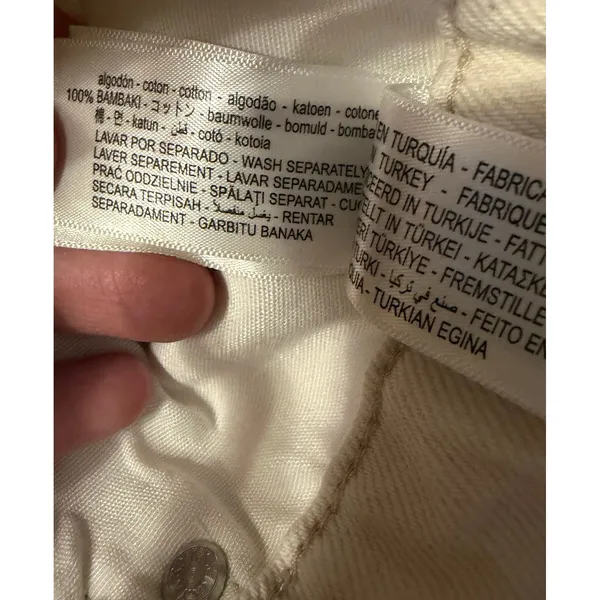 Zara Origins Straight Leg Denim Jeans Cream Off-White Women Size 31 - Image 4